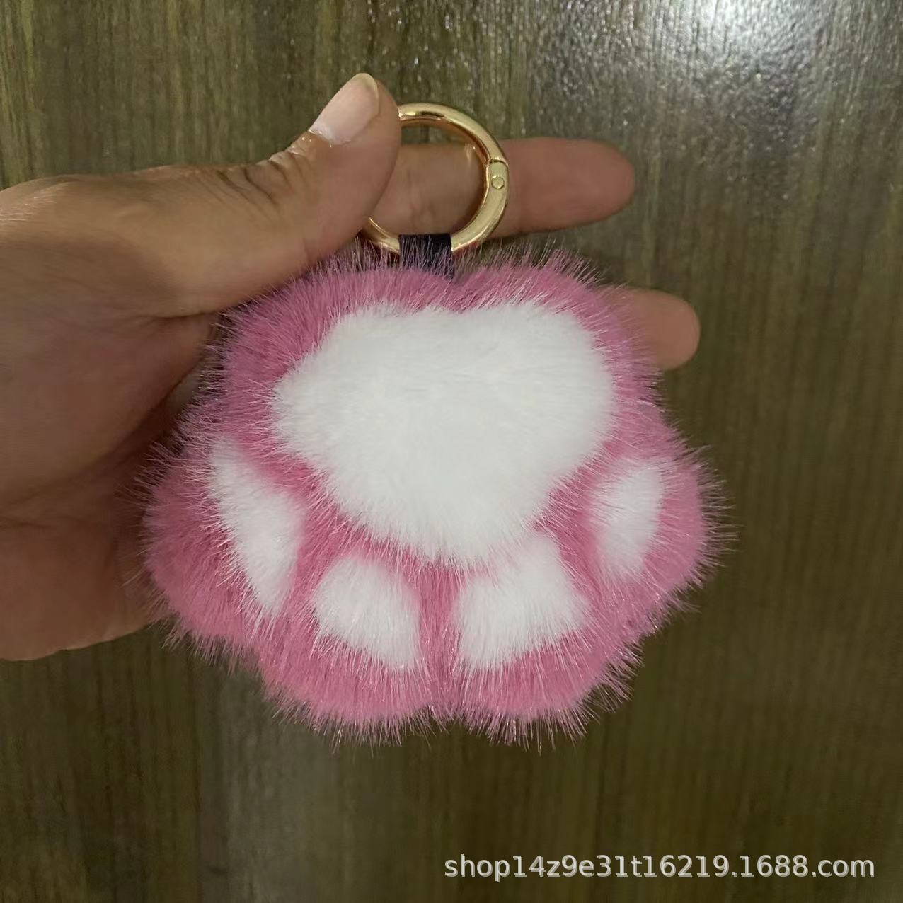 Wholesale 5pcs Paw Plush Pendant Cute Cat Keychain