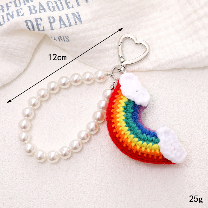 Wholesale Cartoon Cute Plush Crocheted Giraffe Bag Hanging Mobile Phone Pendant Short Key Chain Headphone Shell Pendant for Women