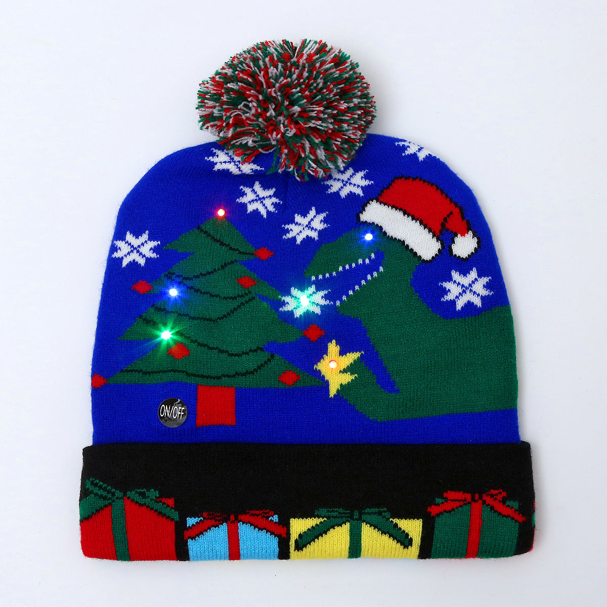 Wholesale Jacquard LED Christmas Knitted Beanie