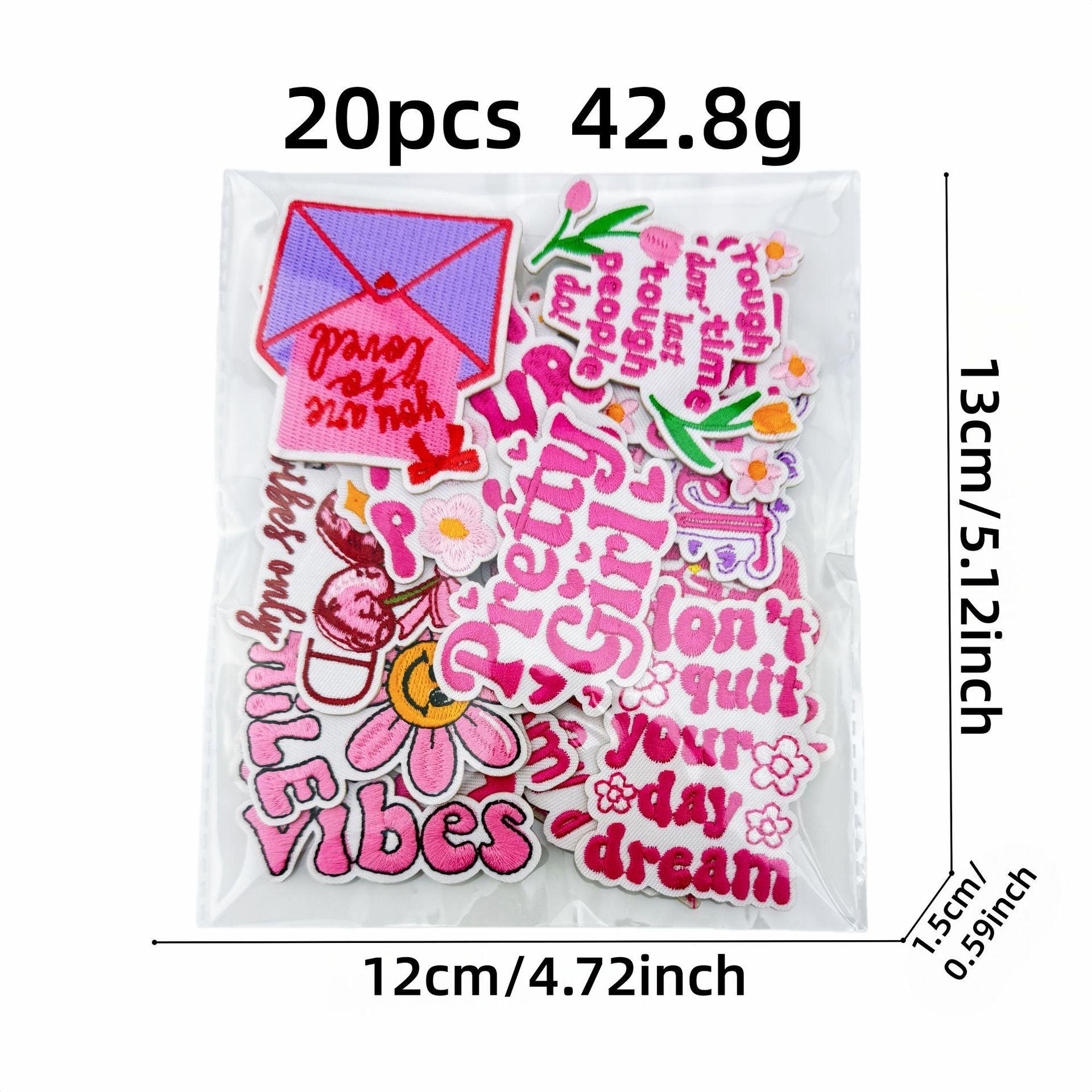 Wholesale Pink English Inspirational Embroidered Patch Cartoon Slogan Decorative Accent For Clothing Bags Home Decor