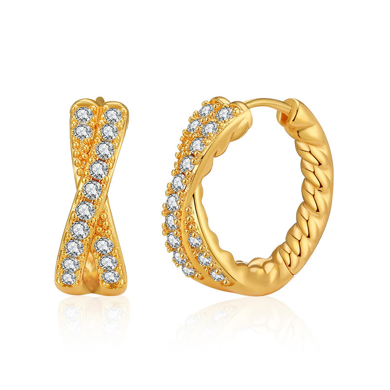 Wholesale Cross Wrap Small Gold Plated Earrings