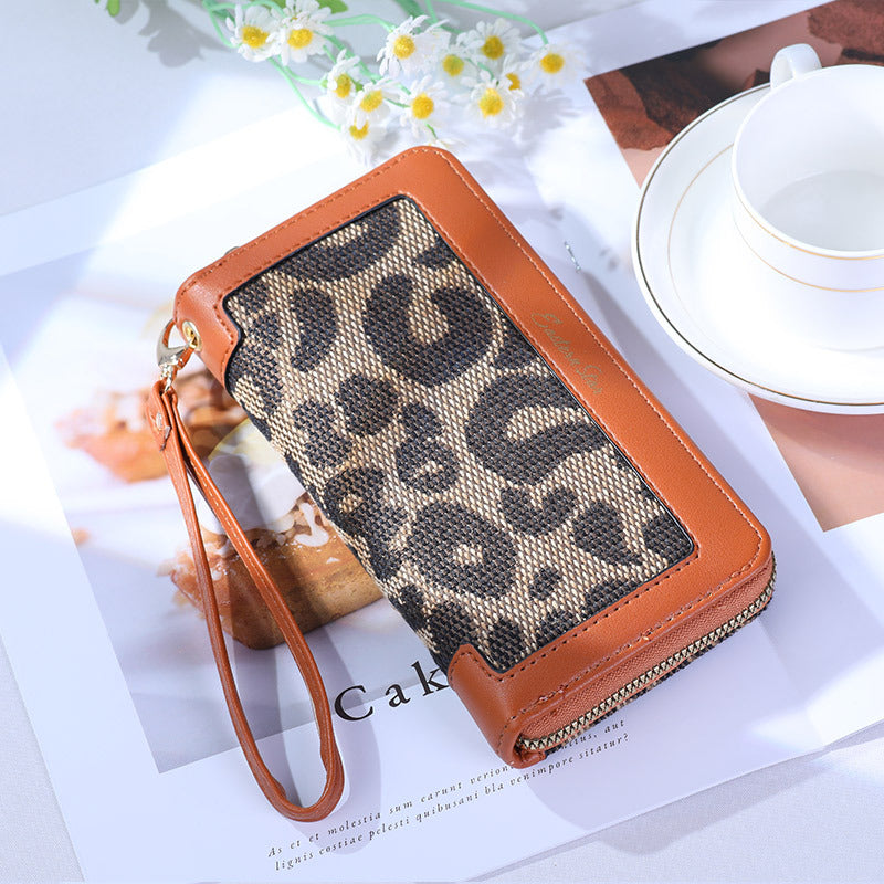 Wholesale Long Leopard Print Women's Large Capacity Multi-card Slot Wallet