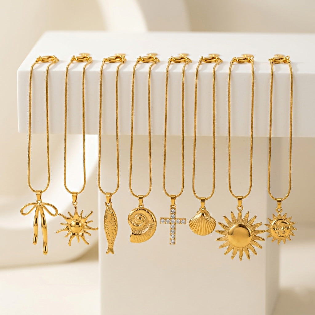 Wholesale Sun Starfish and Other Pendants Titanium Steel Necklace