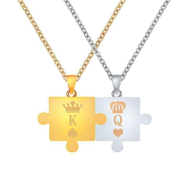 Wholesale  Moon and Sun Three-person Splicing Alloy Diamond Two-piece  Set Necklace