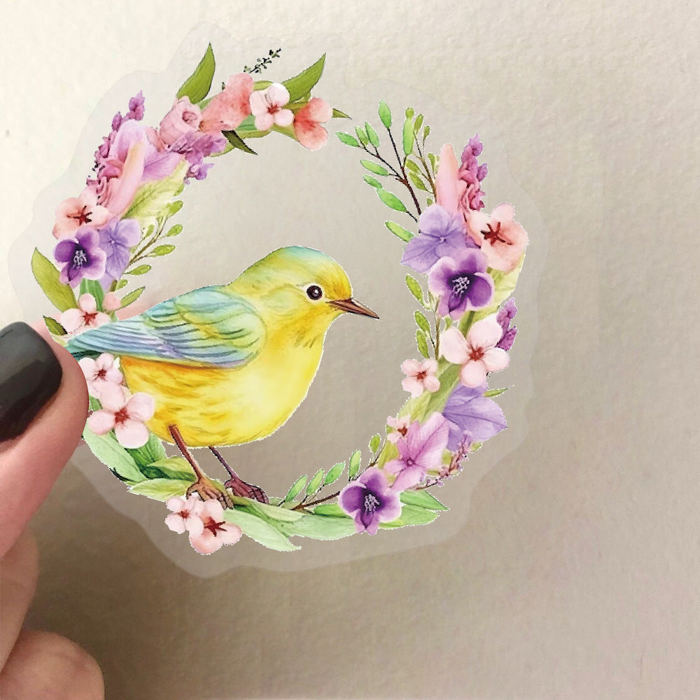Wholesale 50pcs/pack transparent watercolor bird sticker bag waterproof transparent PET hand account material decorative guitar notebook batch