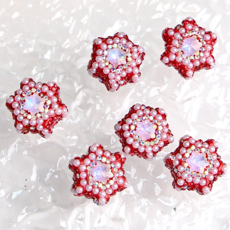 Wholesale Snowflake Diamond Ball with Straight Hole Ceramic Mud Beads
