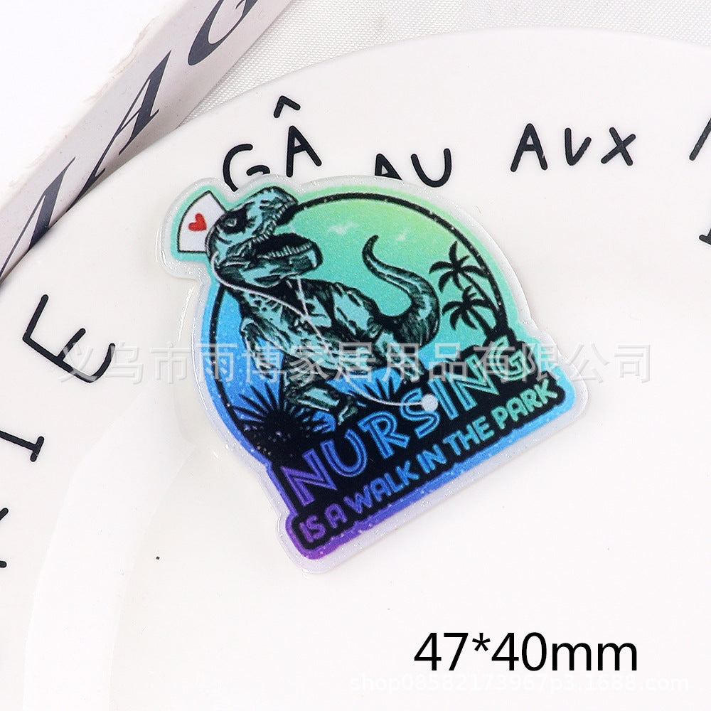 Wholesale 10pcs New cartoon loose powder medical nurse letter rainbow bag accessories acrylic cute things DIY patch accessories