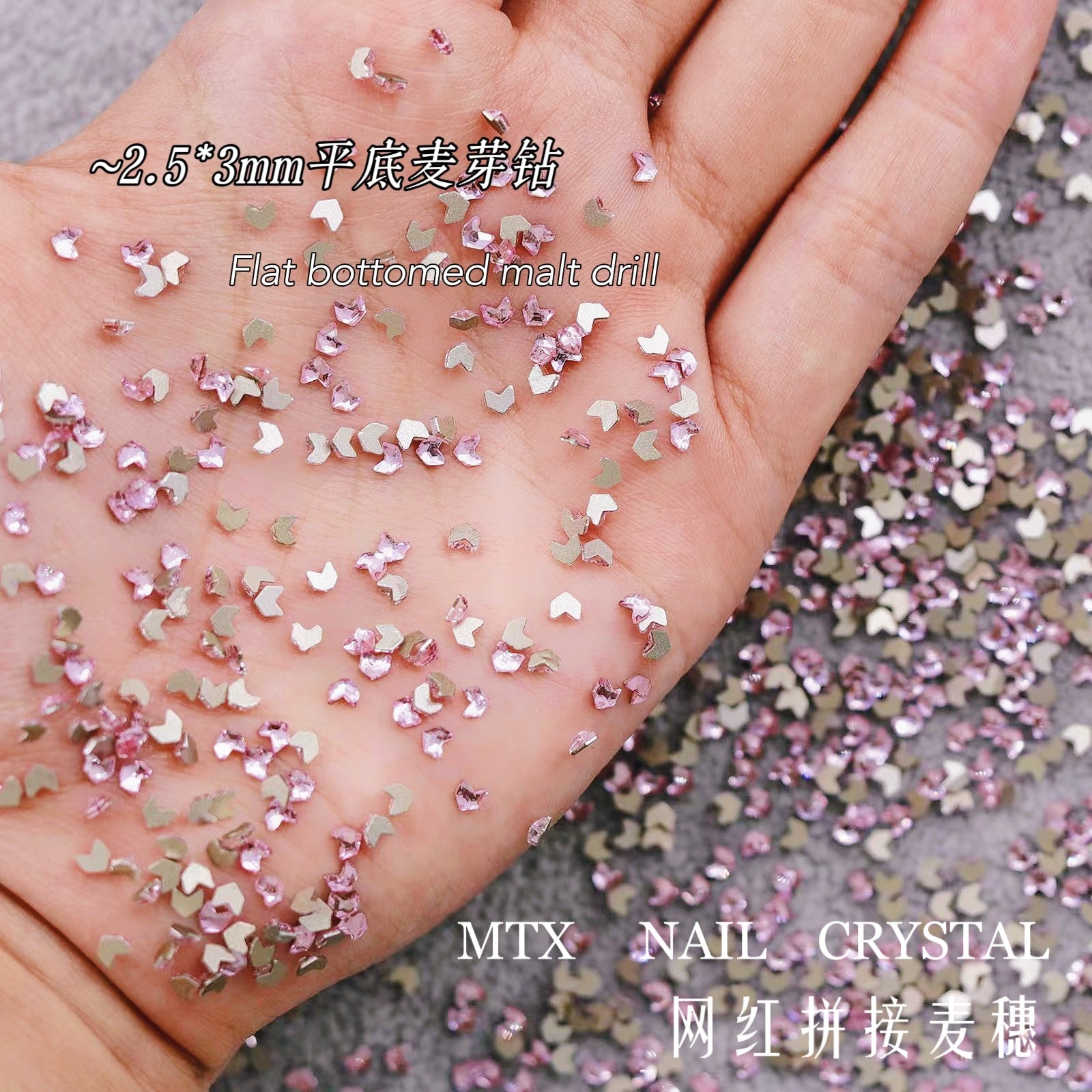 Wholesale 100pcs K9 Nail Art Wheat Germ Diamond Flat-bottomed Diamond Small Transparent White Wheat Ear Crystal Shaped Diamond Nail Art Accessories