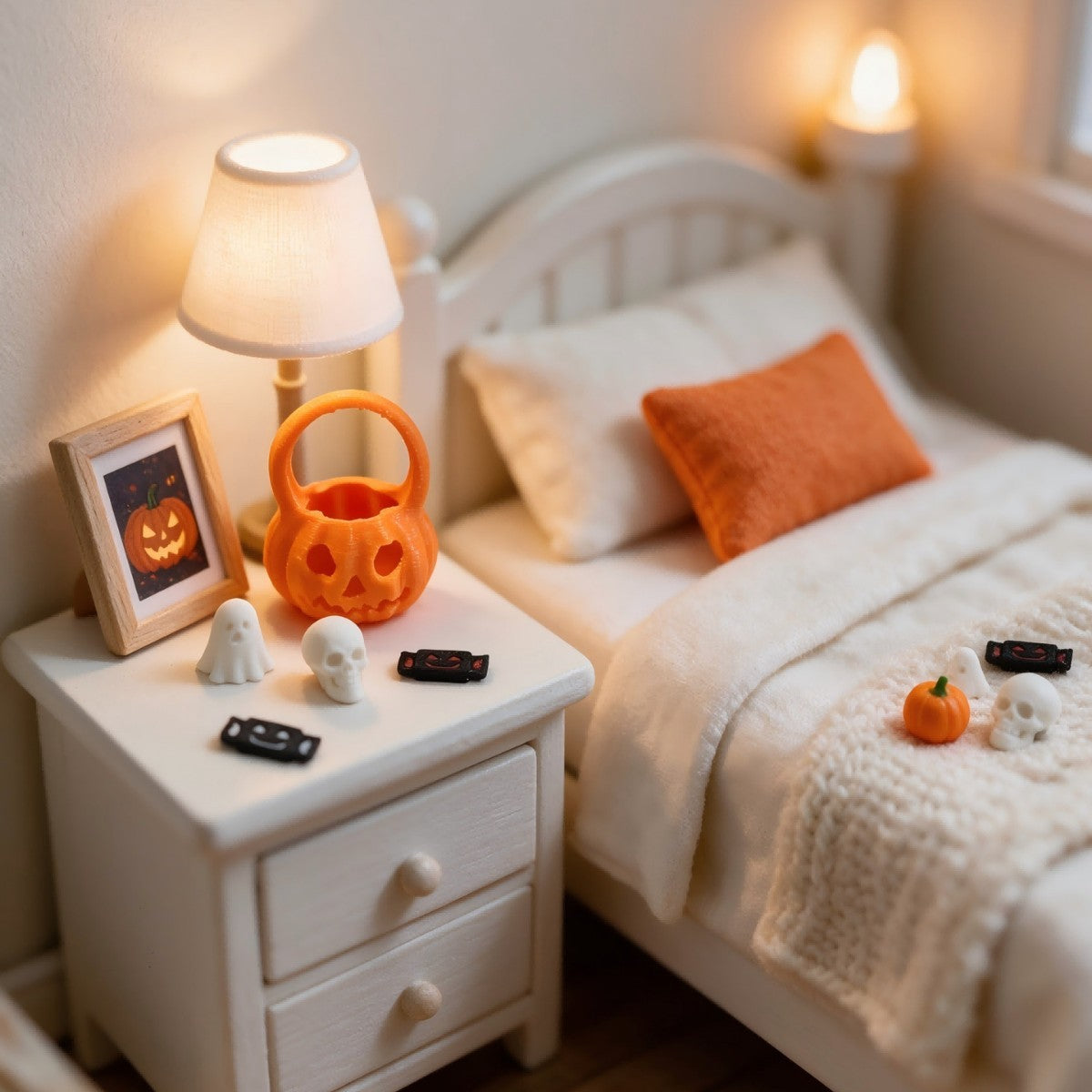 Wholesale 3D Printed  Pumpkin Bucket Set With Ghost Skull Tabletop Decoration Festive Home And Office Decor Gift
