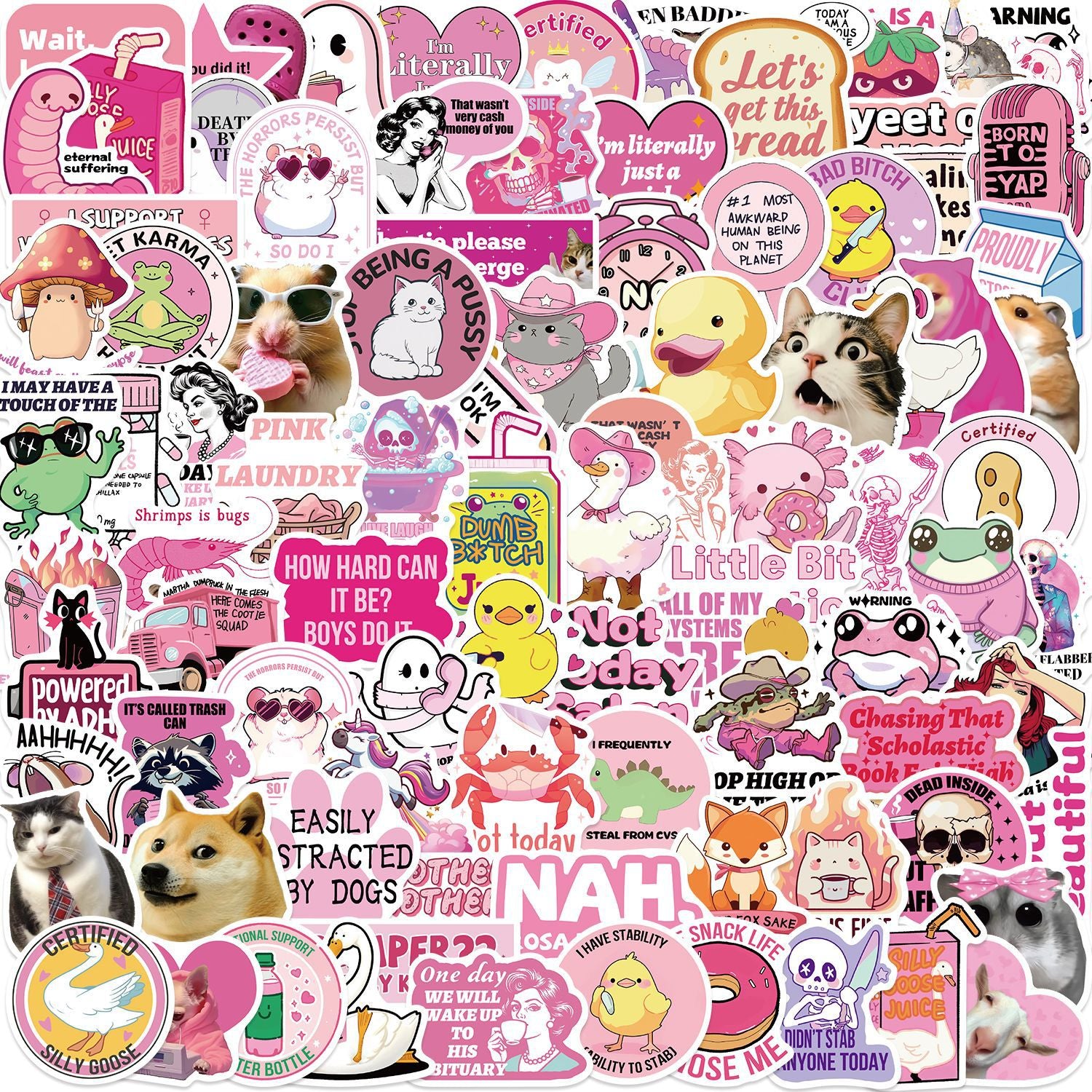 Wholesale 100pcs pink cartoon character Waterproof Vinyl Stickers