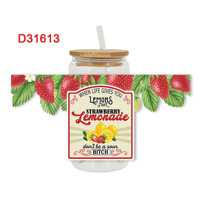 Wholesale Colorful strawberries 16oz Cup UV DTF Wraps