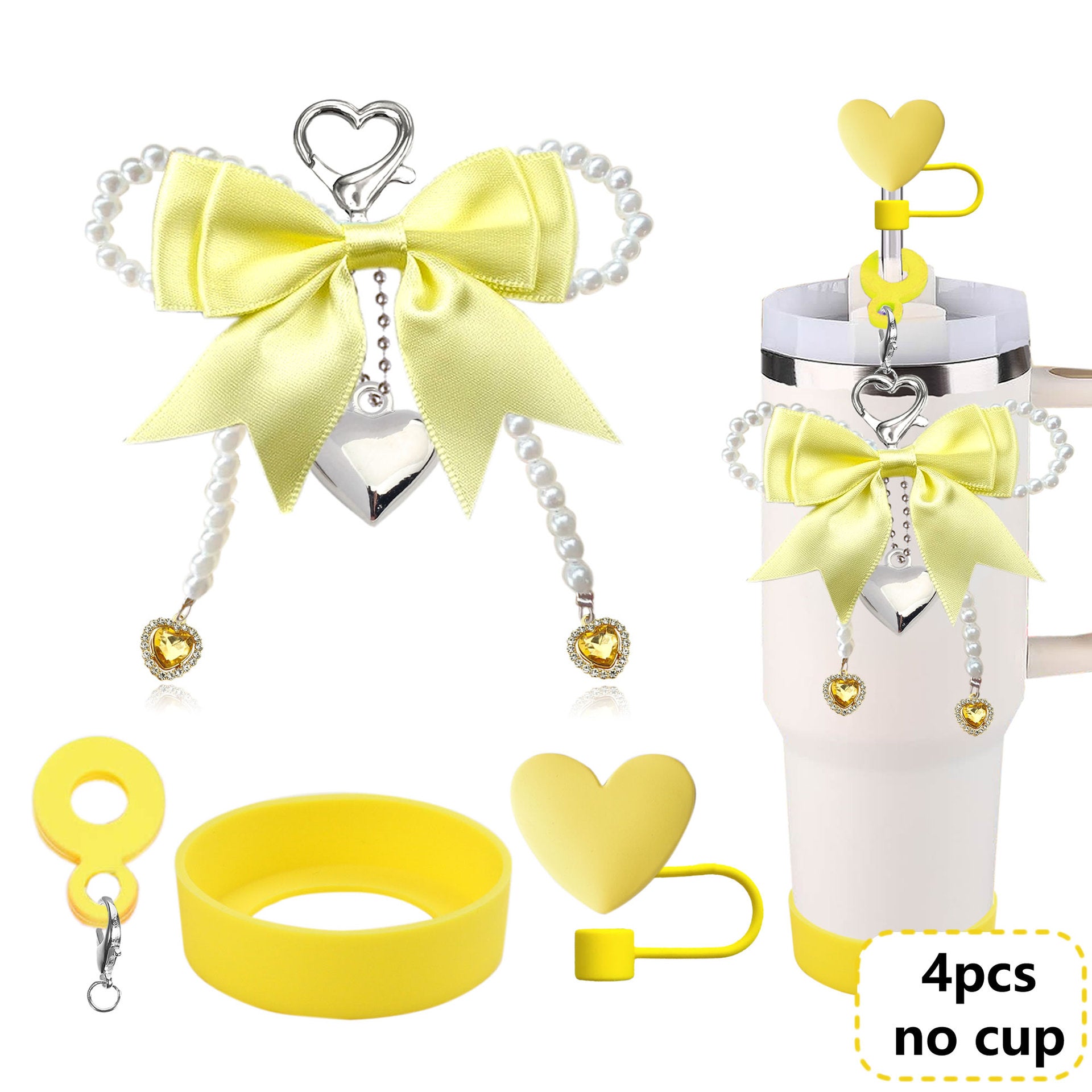 Wholesale Bowknot Pearl Phone Chain Love Straw Cap Accessories