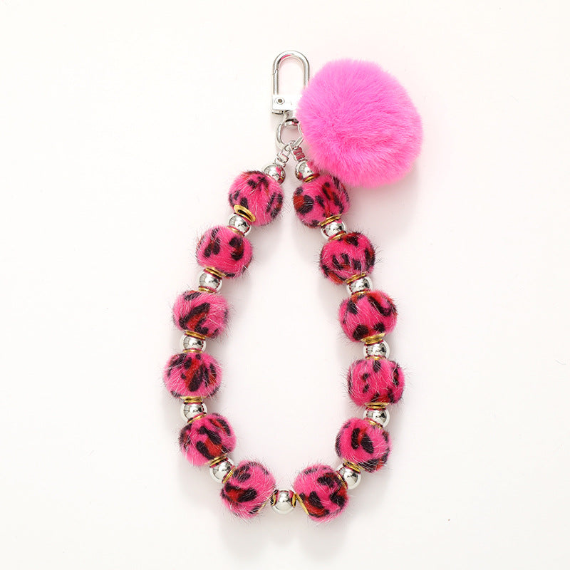 Wholesale Plush Ball Beaded Mobile Phone Lanyards
