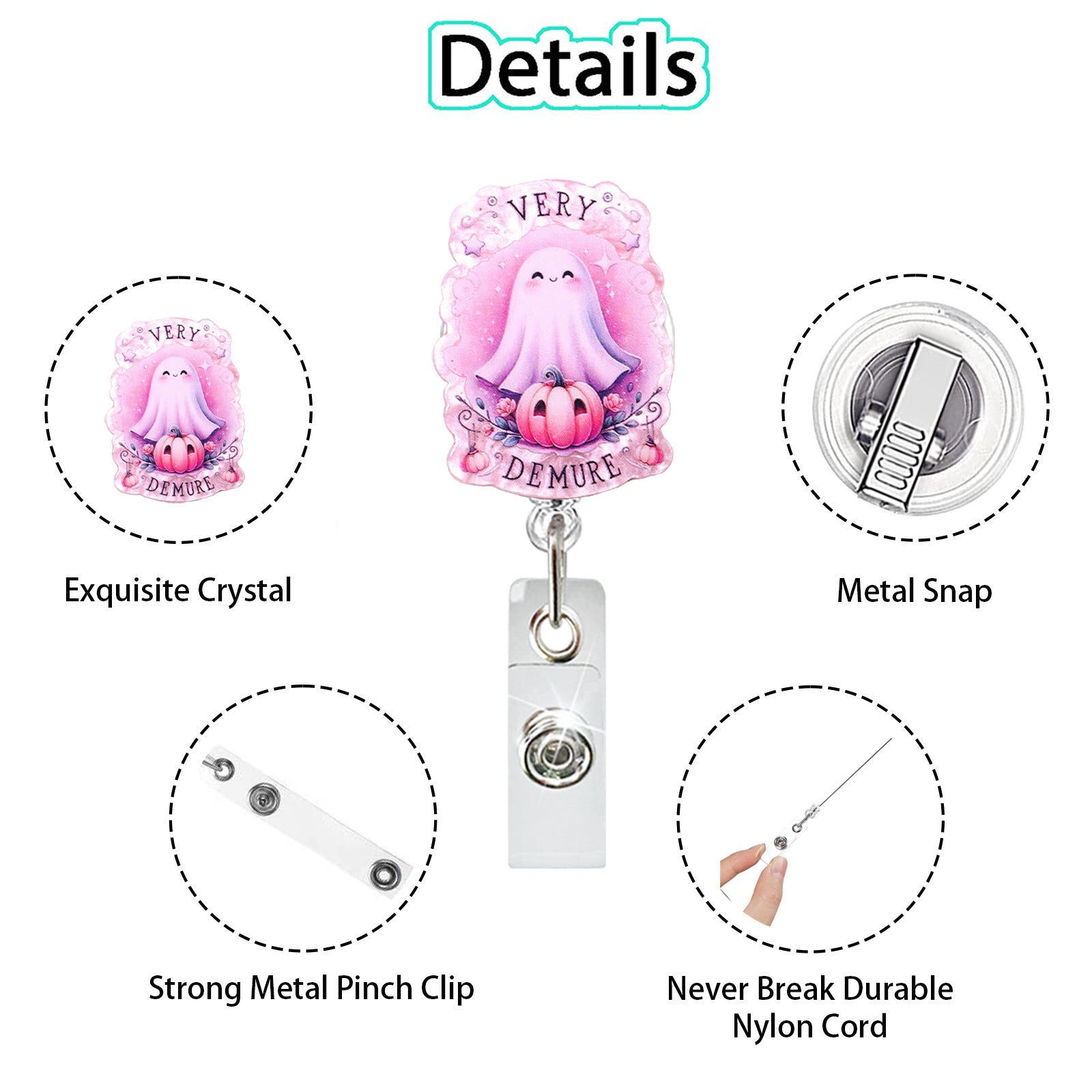 Wholesale Halloween pumpkin bow ghost retractable rotatable bedge reels