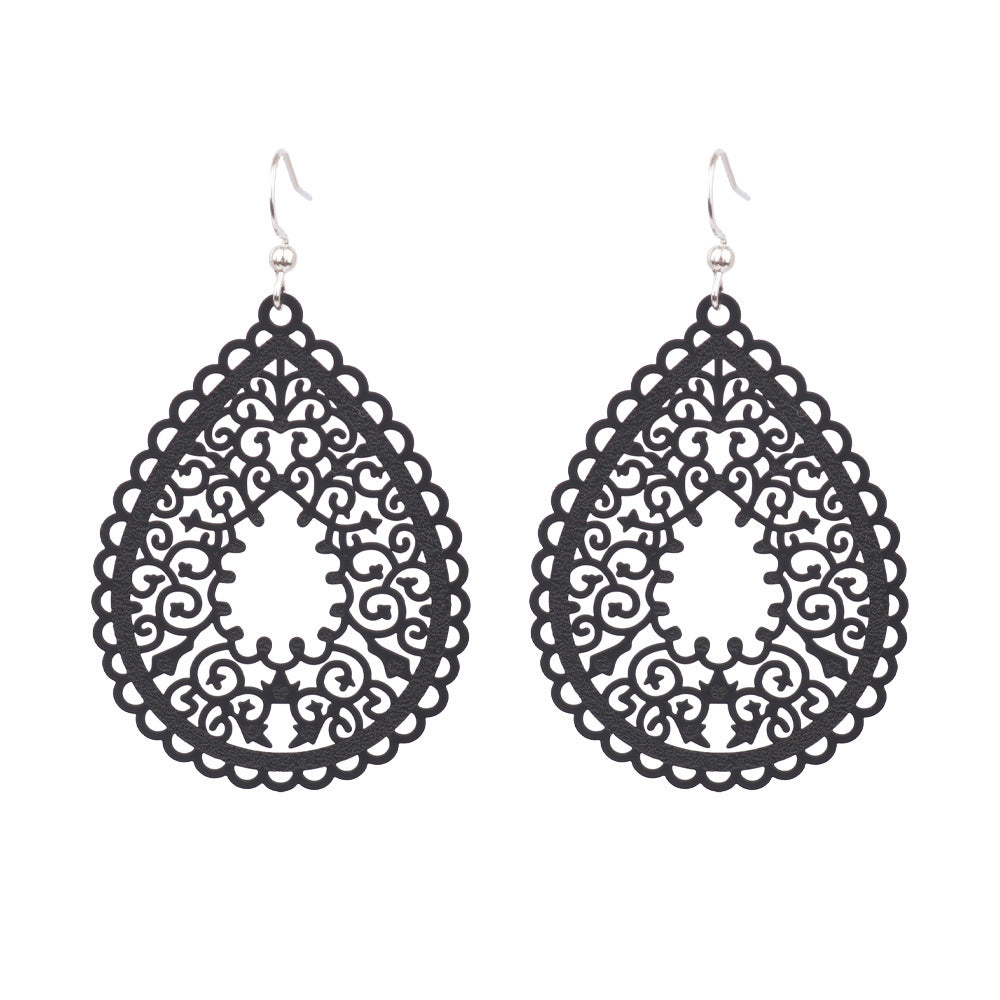 Wholesale Simple Colorful Printed Hollow Water Drop Versatile Earrings