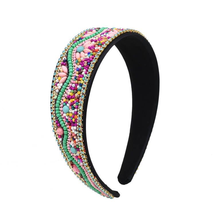 Wholesale Bohemian Ethnic Style Geometric Pattern Rice Bead Headband