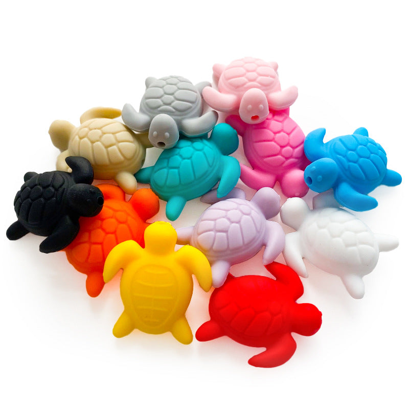 Wholesale 10pcs/pack Solid Color Animal Turtle Silicone Focus Beads