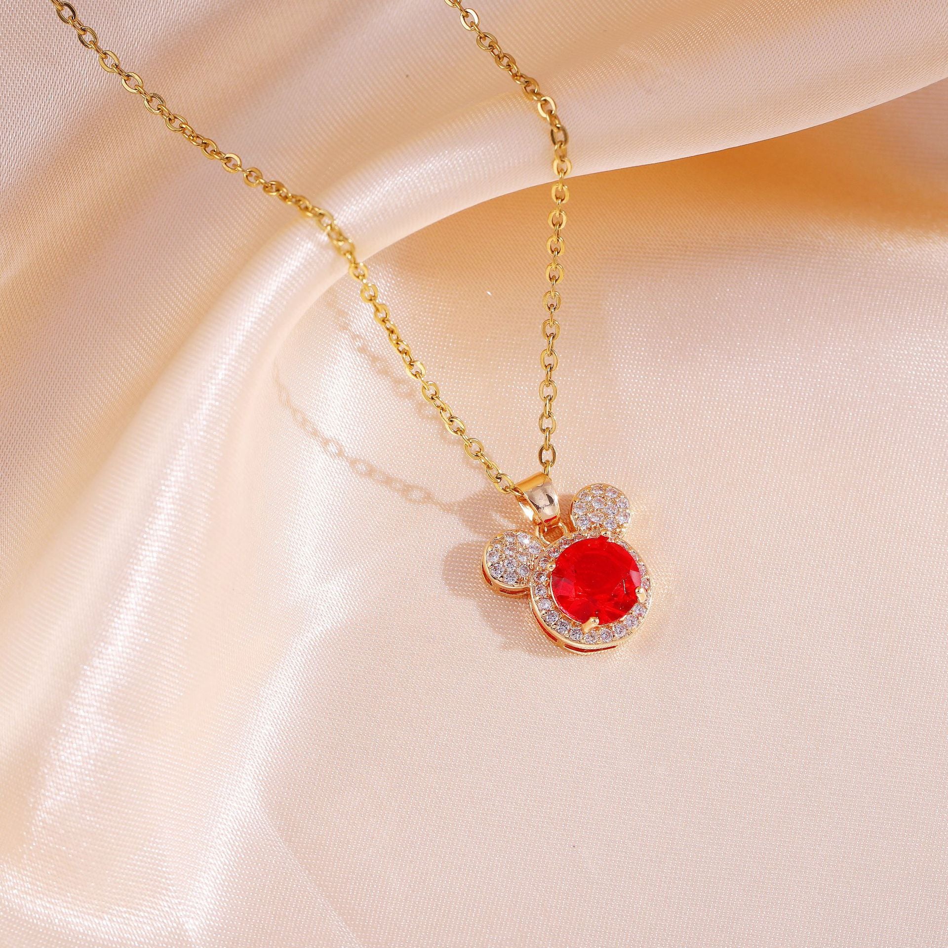 Wholesale Titanium Steel Full Diamond Cute Crystal Collarbone Necklace