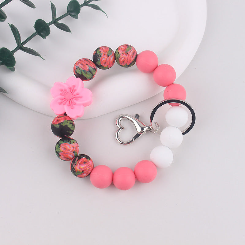 Wholesale Silicone bracelet Begonia keychain