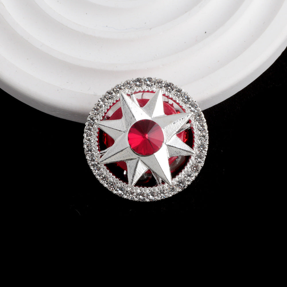 Wholesale 5pcs Diamond inlaid rotating snowflake alloy clay beads