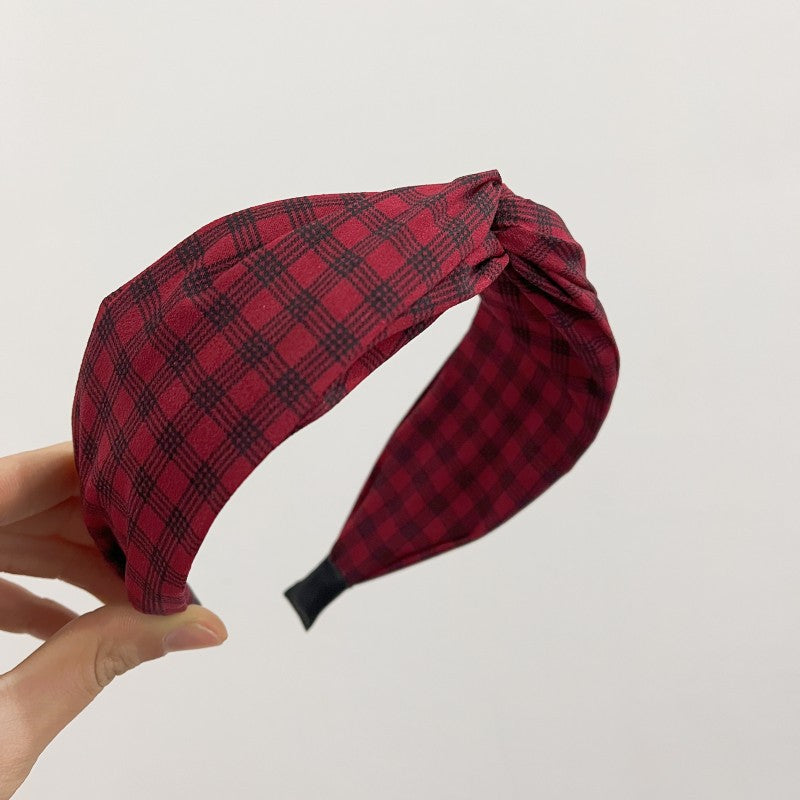Wholesale Fashion chessboard Plaid Jane wide edge fabric headband 1PCs