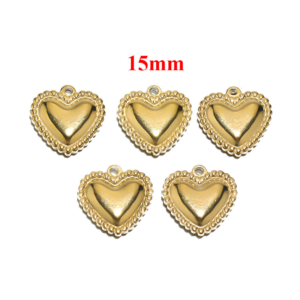 Wholesale 5PCS/PACK Stainless Steel Peach Heart Small Pendant DIY Jewelry Accessories