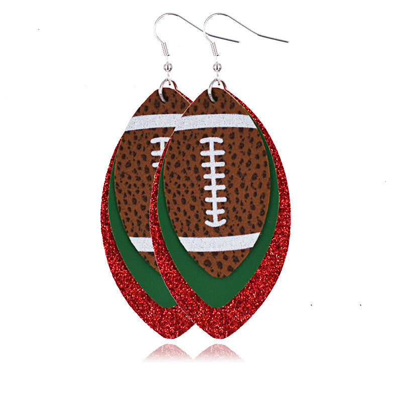 Wholesale Multi-layered Rugby Leather Earrings