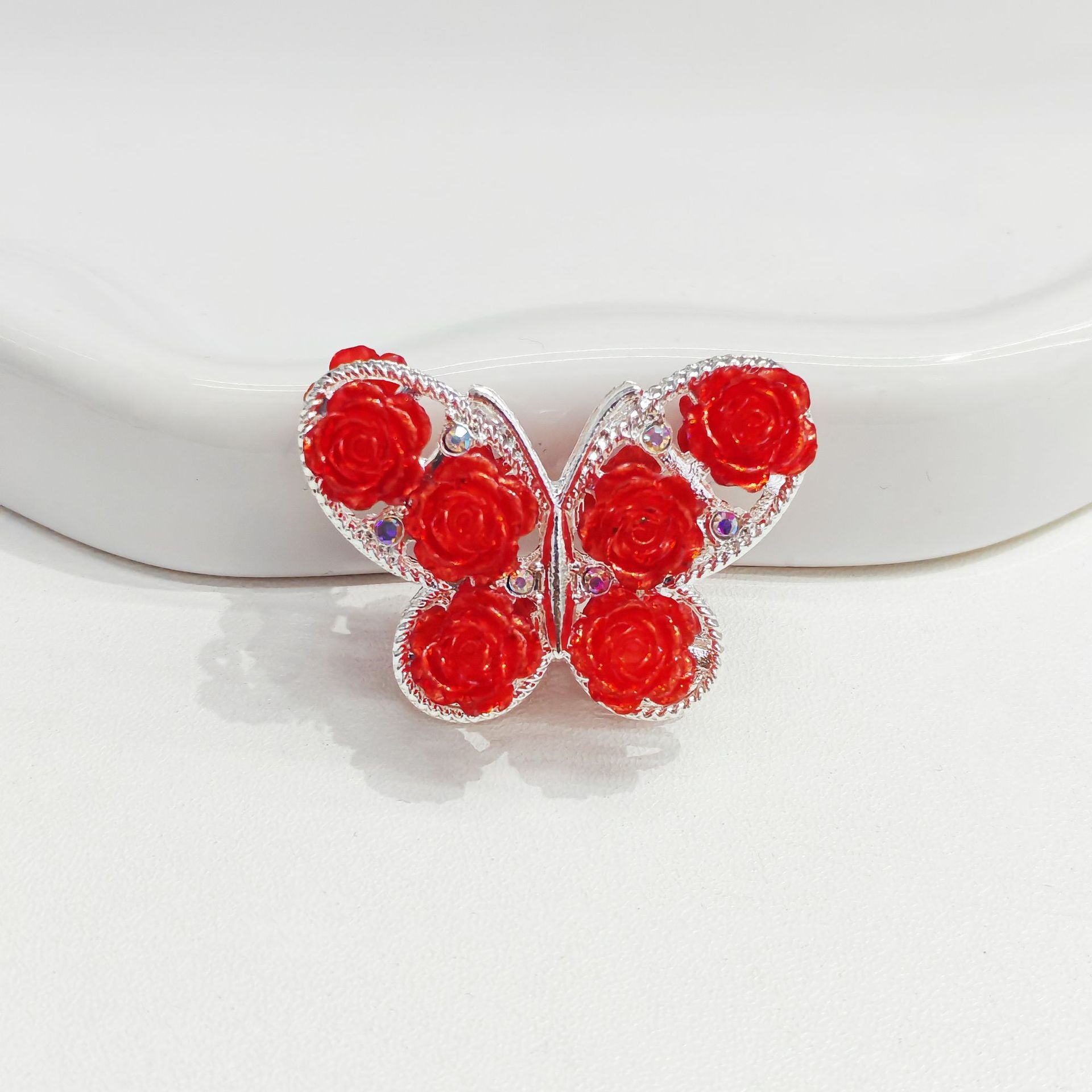 Wholesale 10pcs Retro Rose Butterfly Alloy Diamond Ball Beads