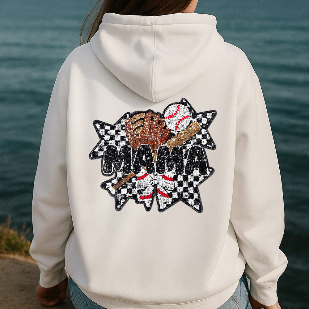 Wholesale Sequin Applique Patch Mama Letter Star Plaid Design Iron On Adhesive DIY et Accessory