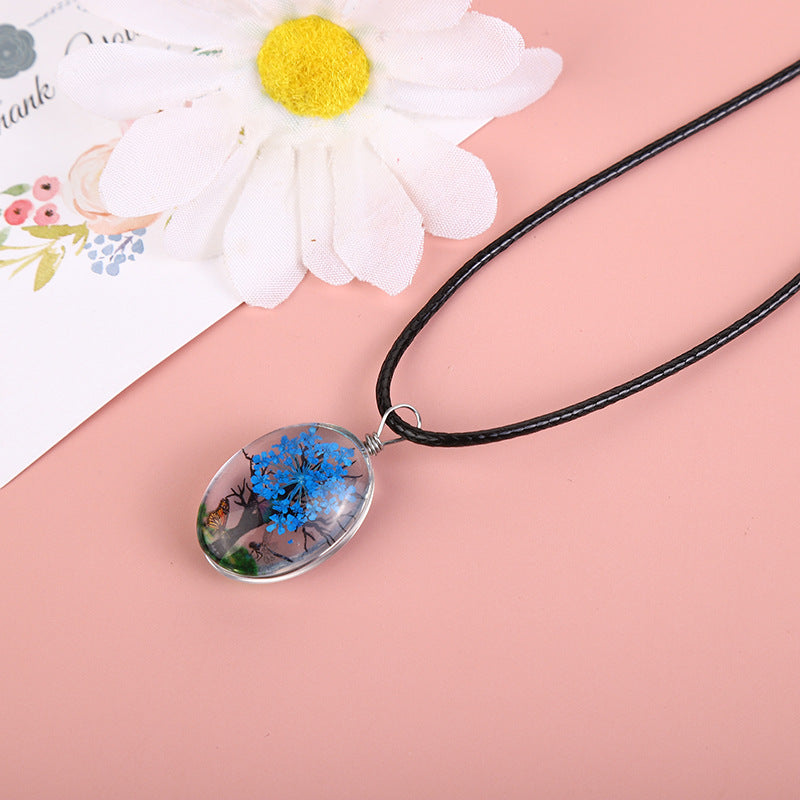 Wholesale Gypsophila Dry Flower Necklace Life Tree Plant Necklace