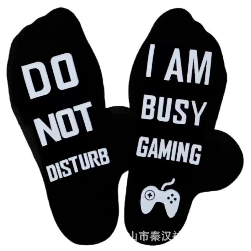 Wholesale of European and American Cotton Medium Cylinder Letter Anti Slip Adhesive Socks