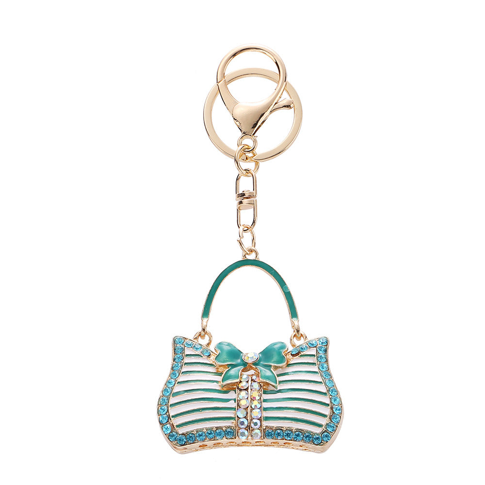 Wholesale Cute Rhinestone-Studded Bow Children' s Handbag Keychain