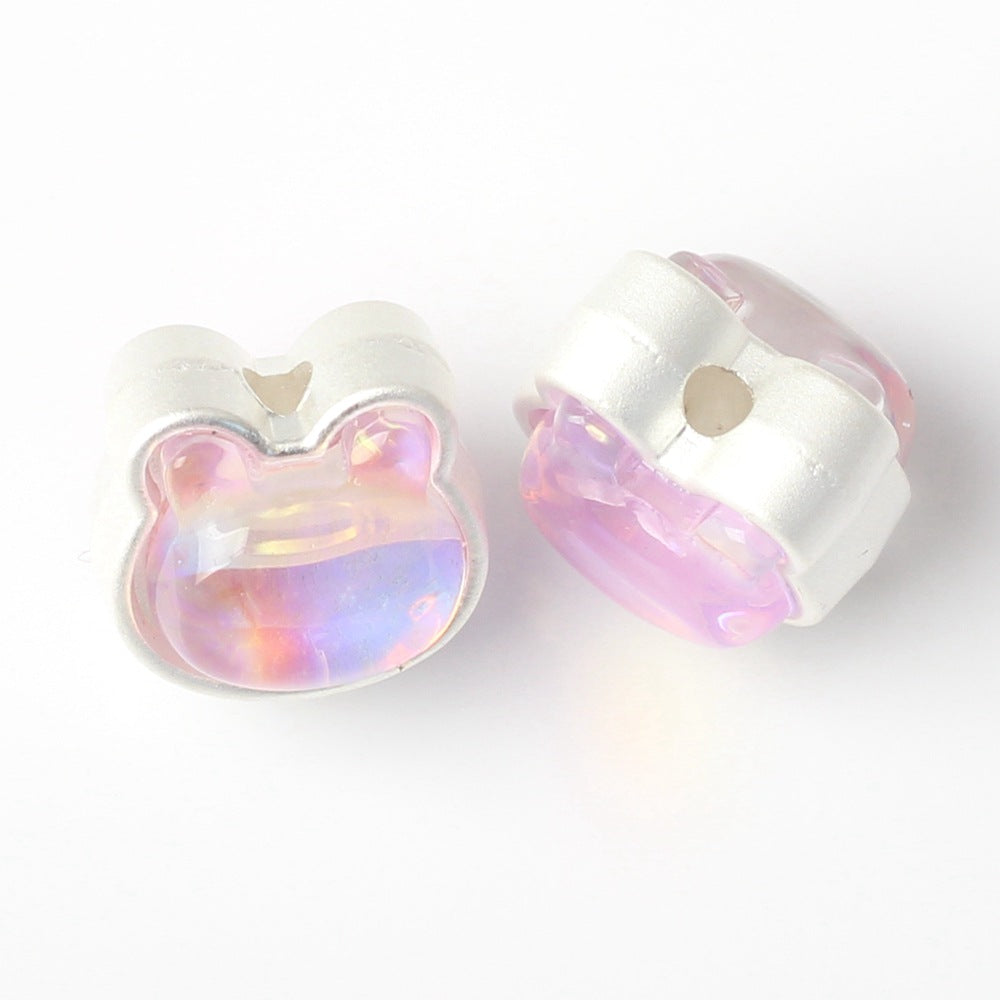 Wholesale Alloy Bear Zircon Inlaid Double-sided Loose Bead String with Separated Beads