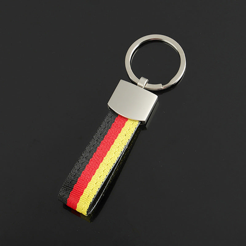 Wholesale 2pcs Three Color Nylon Woven Belt Zinc Alloy Keychain