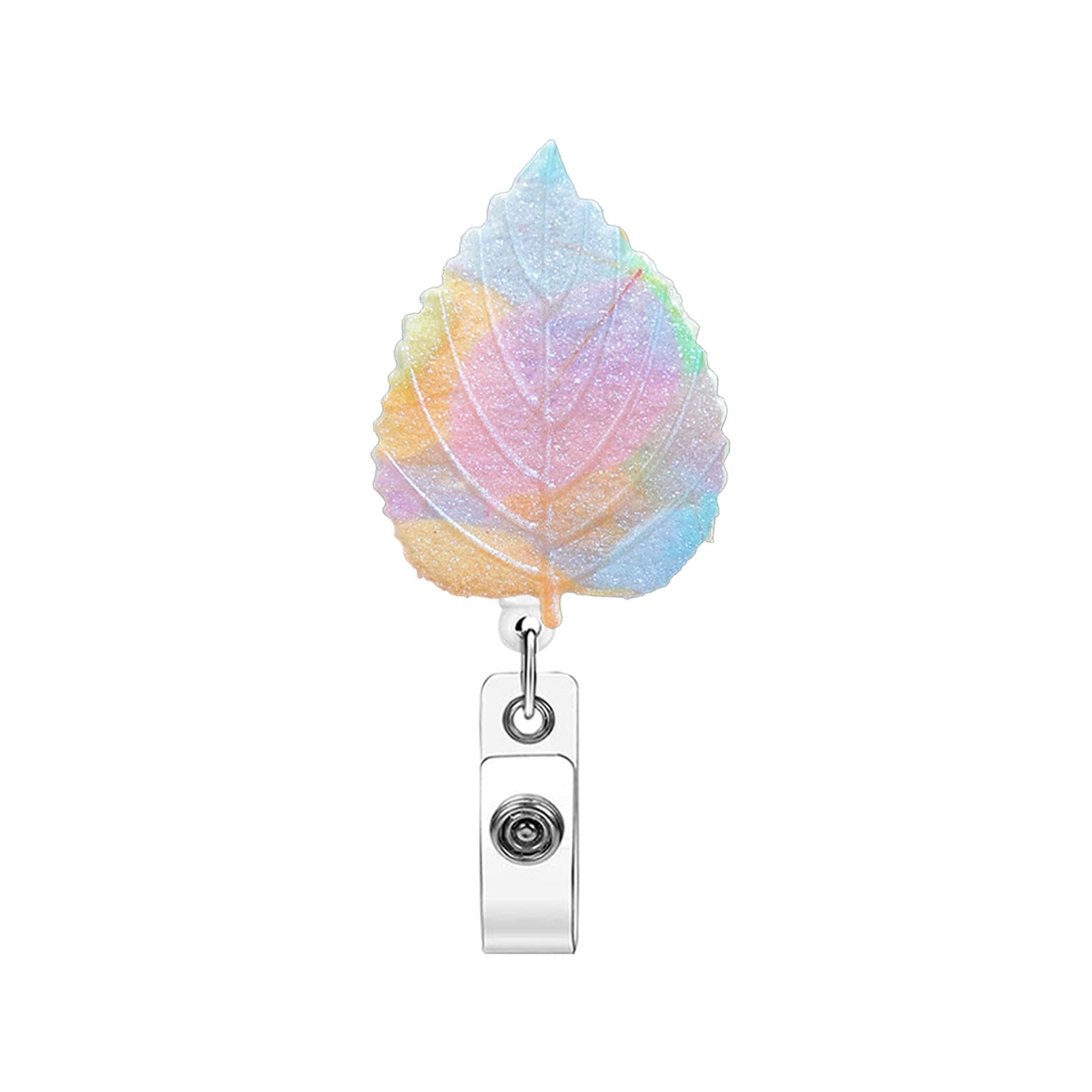 Wholesale Maple Leaf Tree Gradient Glitter Retractable Badge
