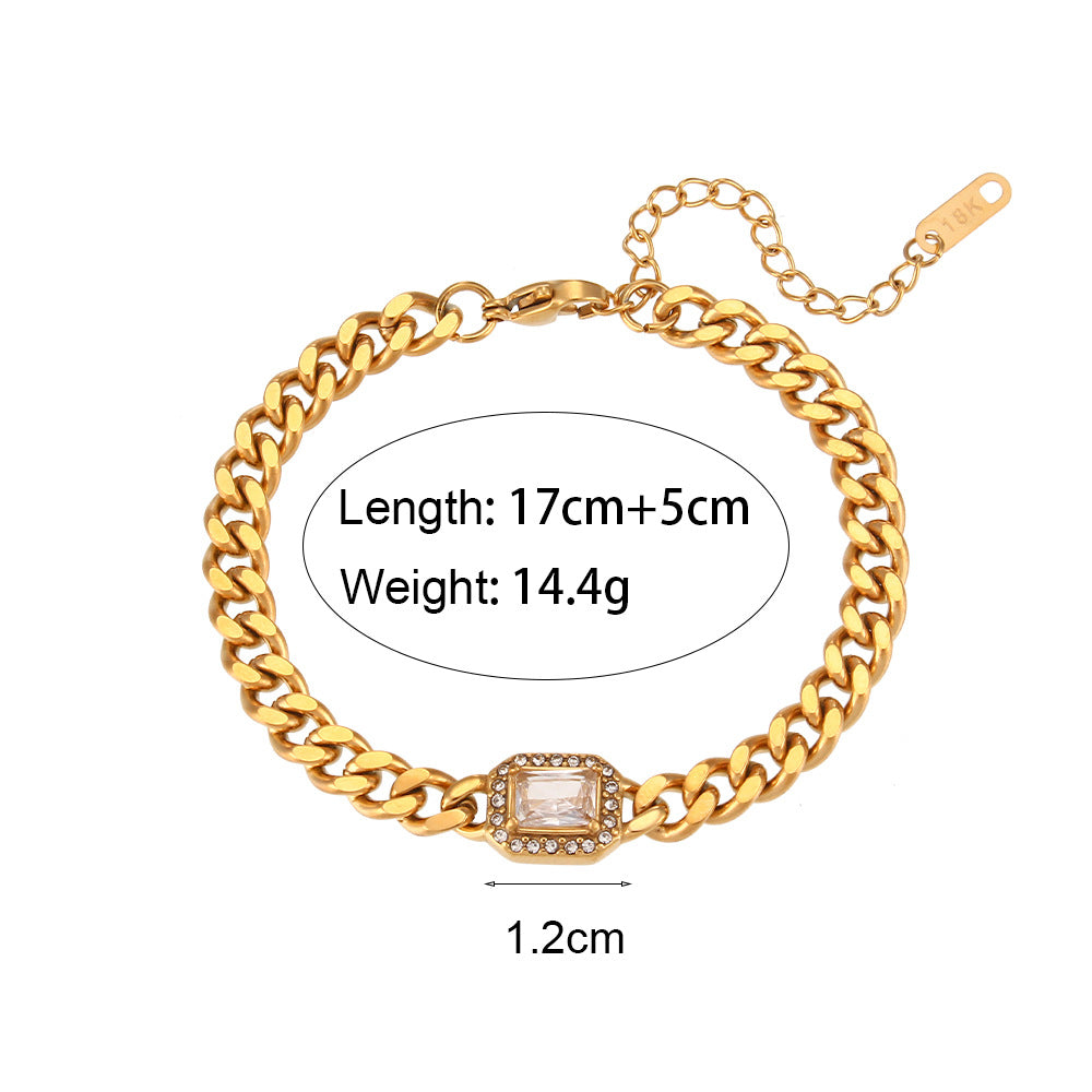 Wholesale  Cuban Zircon Stainless Steel Bracelet