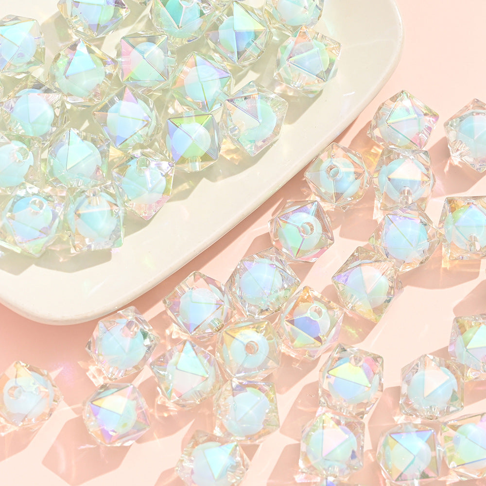 Wholesale 10pcs15MM Electroplated Colorful Acrylic Diamond Beads