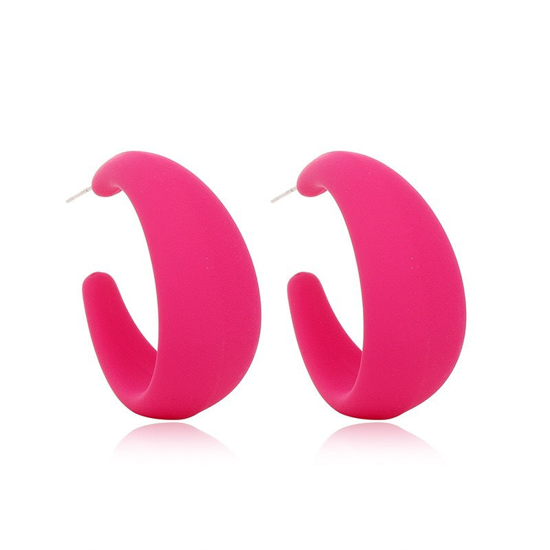 Wholesale 925 Silver Needle Candy Color C Shape Acrylic Stud Earrings