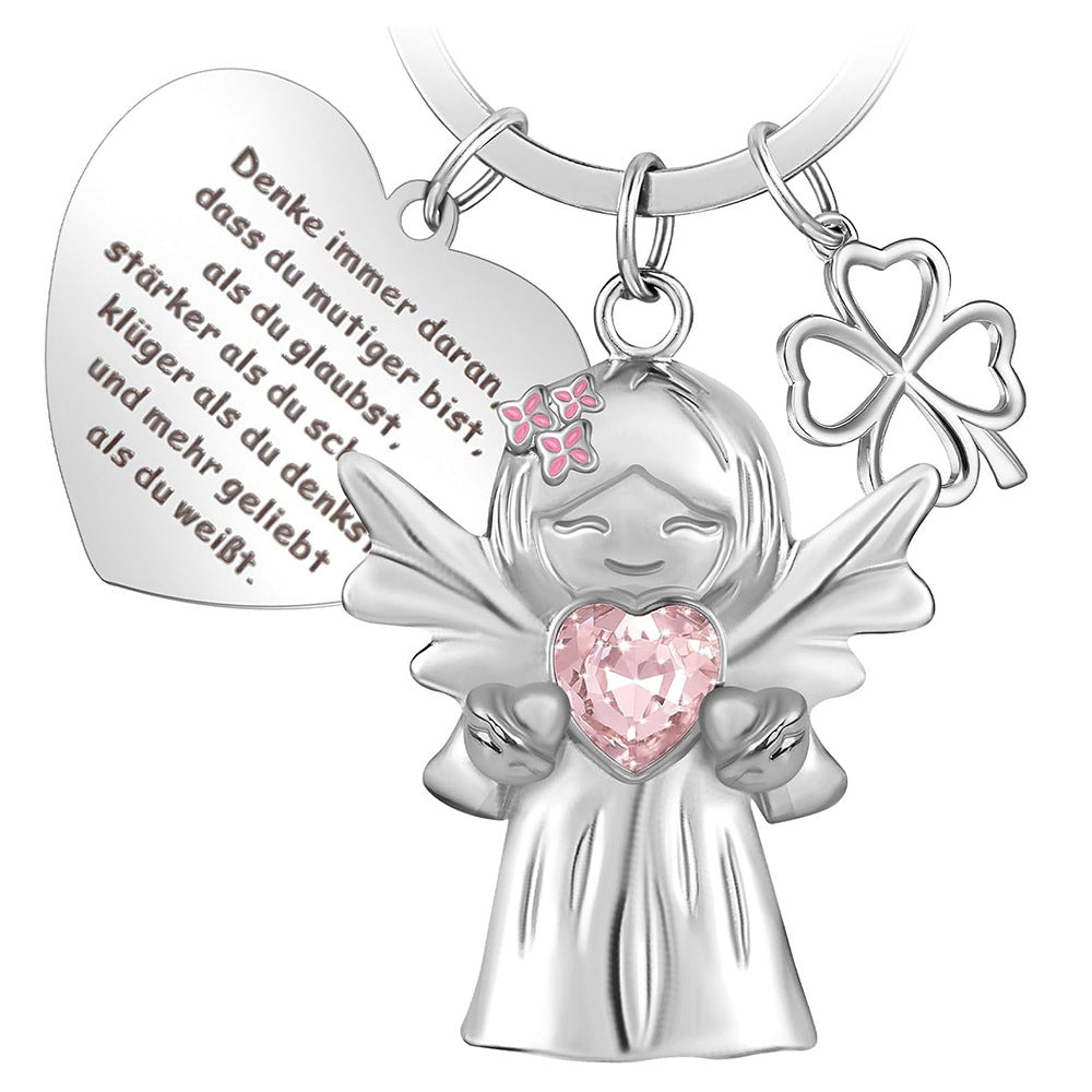 Wholesale  Smile Guardian Angel Jewelry Zircon  Love Alloy Keychain