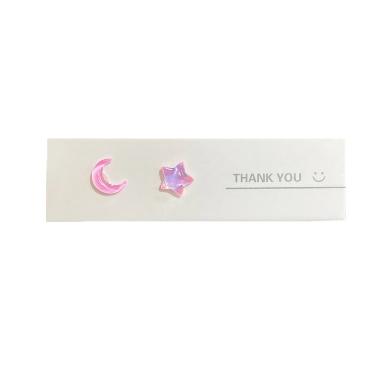 Wholesale Silver Pin Star Moon Girl Stud Earrings