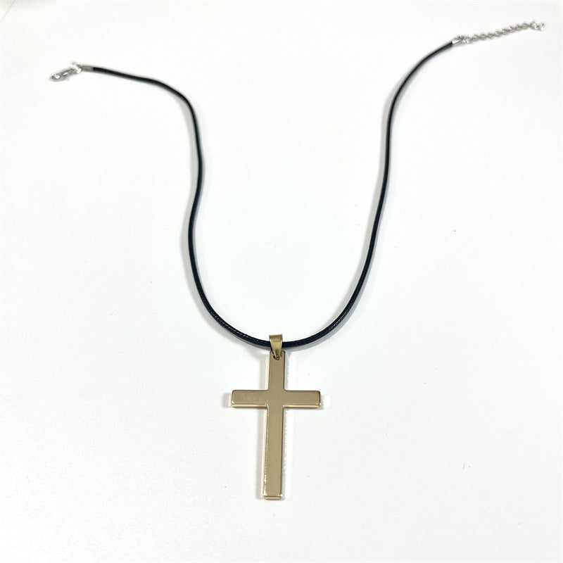 Wholesale Cross Black Rope Necklace Retro Alloy Pendant Jewelry