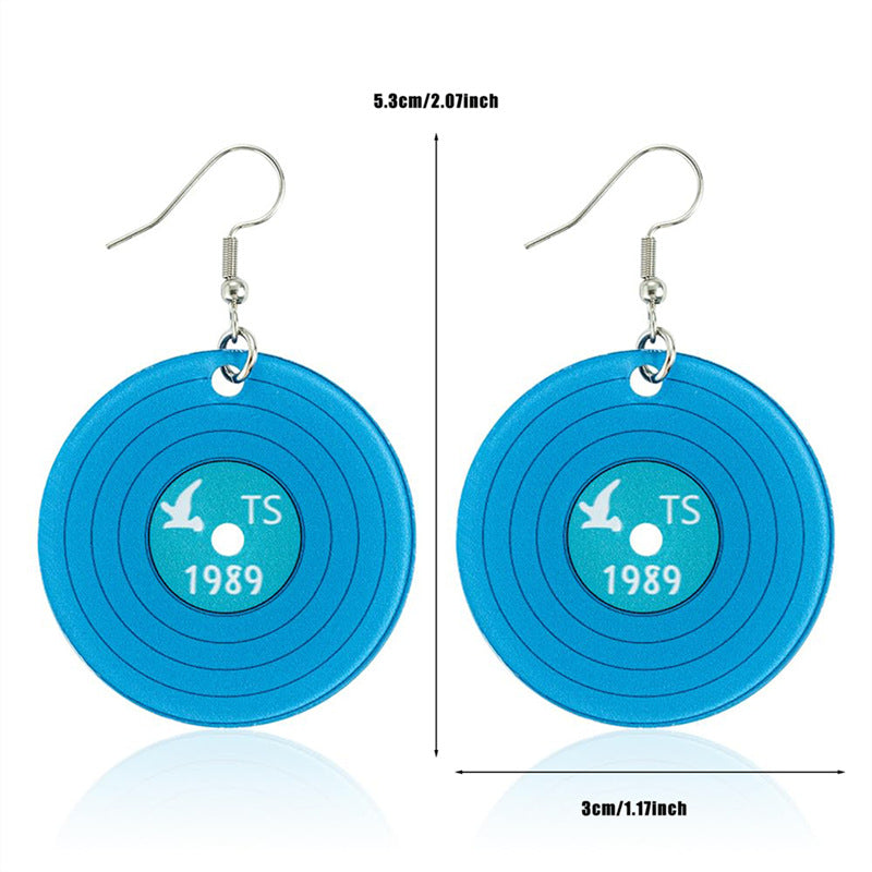 Wholesale Niche Creative Design Acrylic 1989 Vinyl Record Earrings