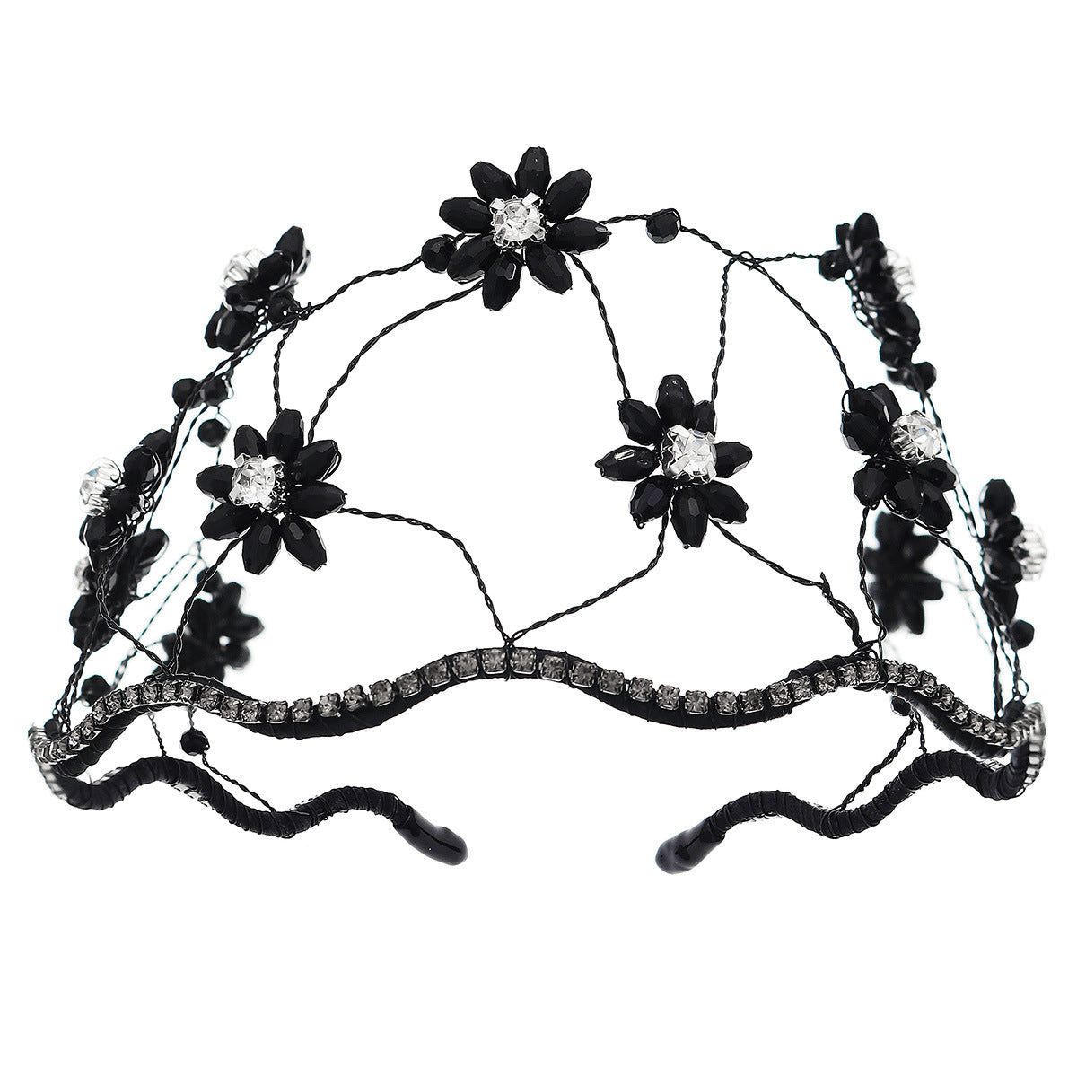 Wholesale wedding bridal headdress vintage rhinestone mesh versatile crystal flower headband