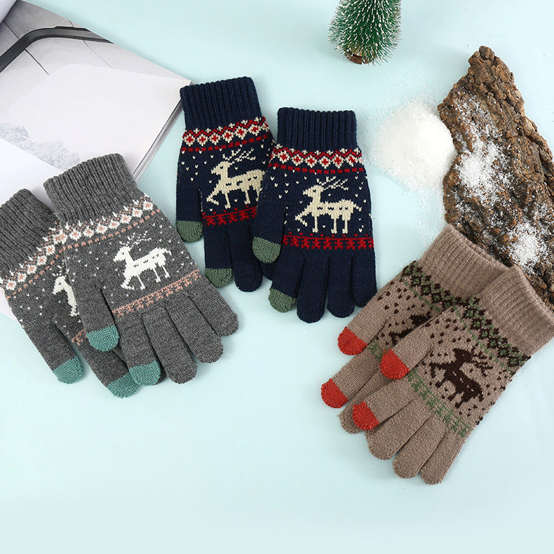 Wholesale Christmas Knitted Winter Touch Screen Warm Fawn Gloves