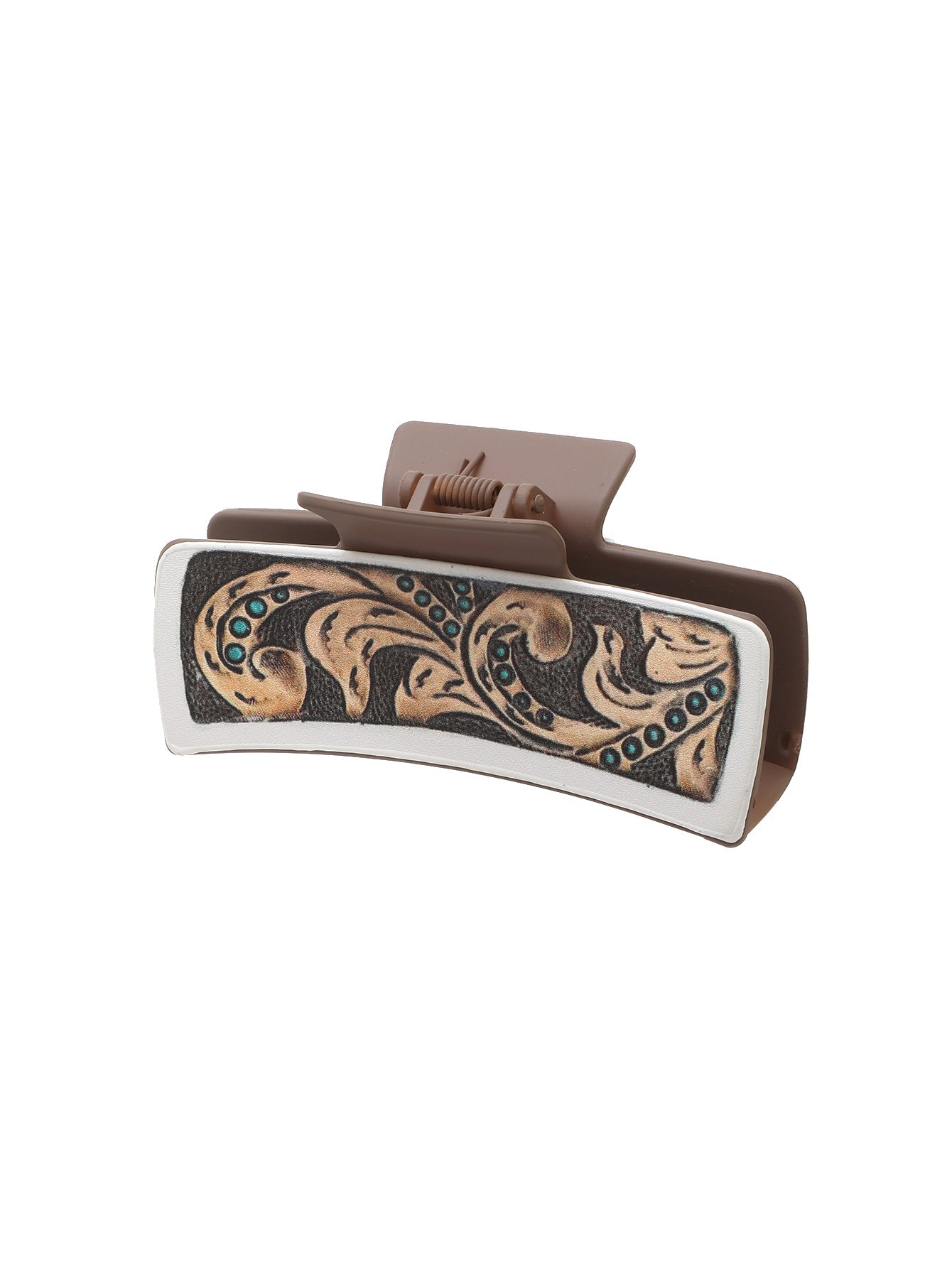 Wholesale Western Cowboy Cactus Leather Hair Clip Stylish Shark Clip For Women Boutique Resale