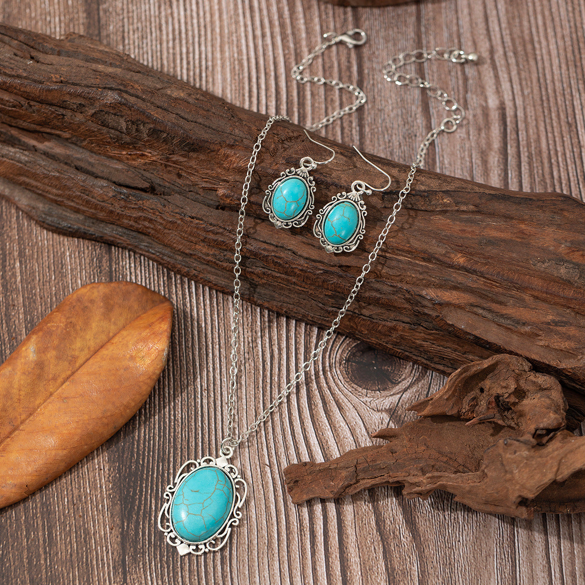 Wholesale Bohemian Turquoise Necklace Earring Set