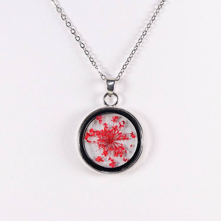 Wholesale 10pcs Four-leaf Clover Daisy Baby's Breath Pendant Necklace