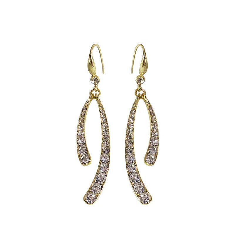 Wholesale Full diamond cross fishtail ear hooks niche design high-end temperament earrings