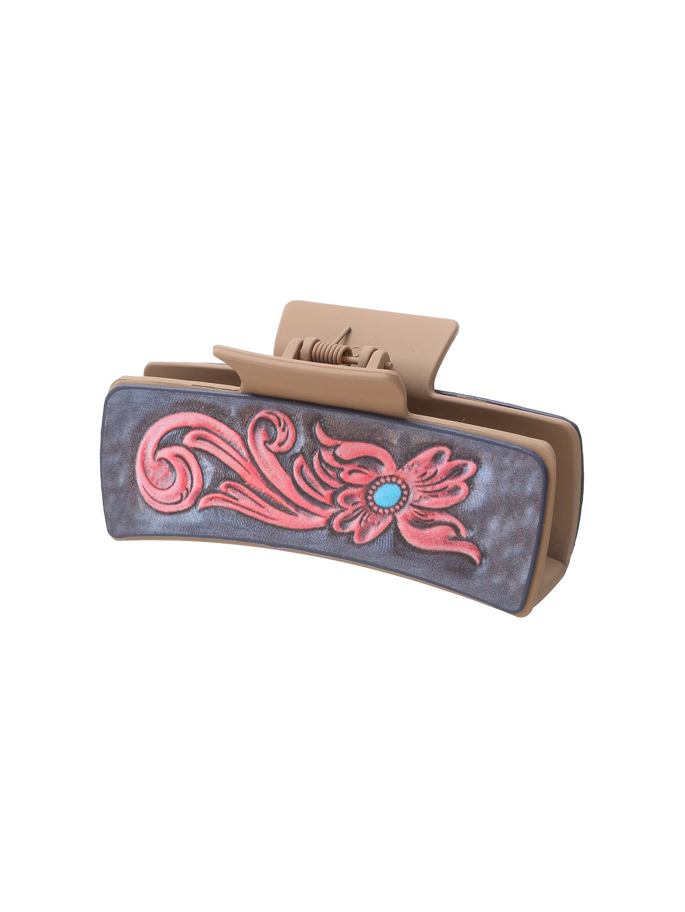 Wholesale Western Style MAMA Cactus HOWDY Sunflower Leather Hair Clip Shark Clip