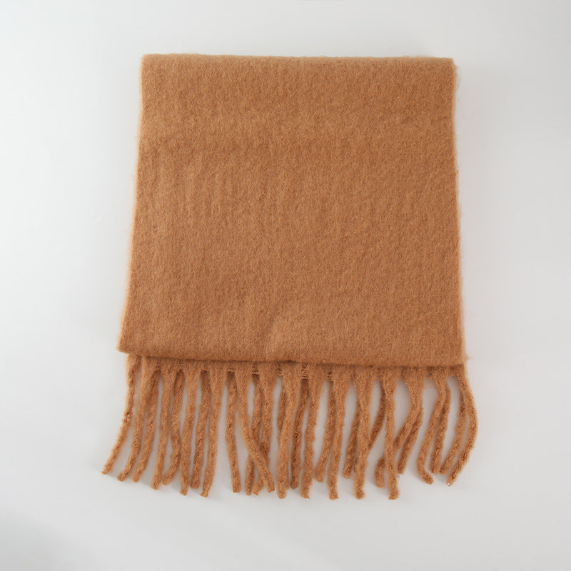 Wholesale Thickened Warm Solid Tassel Polyester Scarf